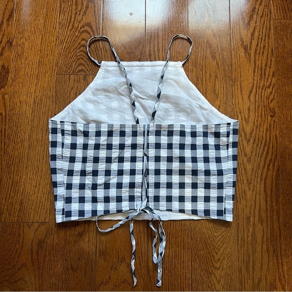[NWT] Tommy Hilfiger Jeans Seersucker Gingham Lace up Halter Top - Sz S - Picture 6 of 13